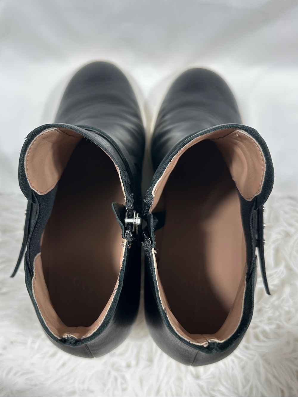 Linea Paolo Womens Sz 9,5 Black Leather Wedge Sneaker Boots Side Zip Comfort - Picture 7 of 16